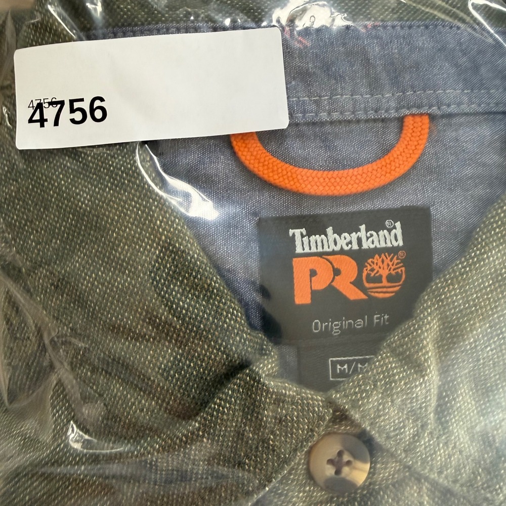 Timberland PRO Shirt Mens Medium Olive Green Original Fit Button Down Workwear - Picture 8 of 8